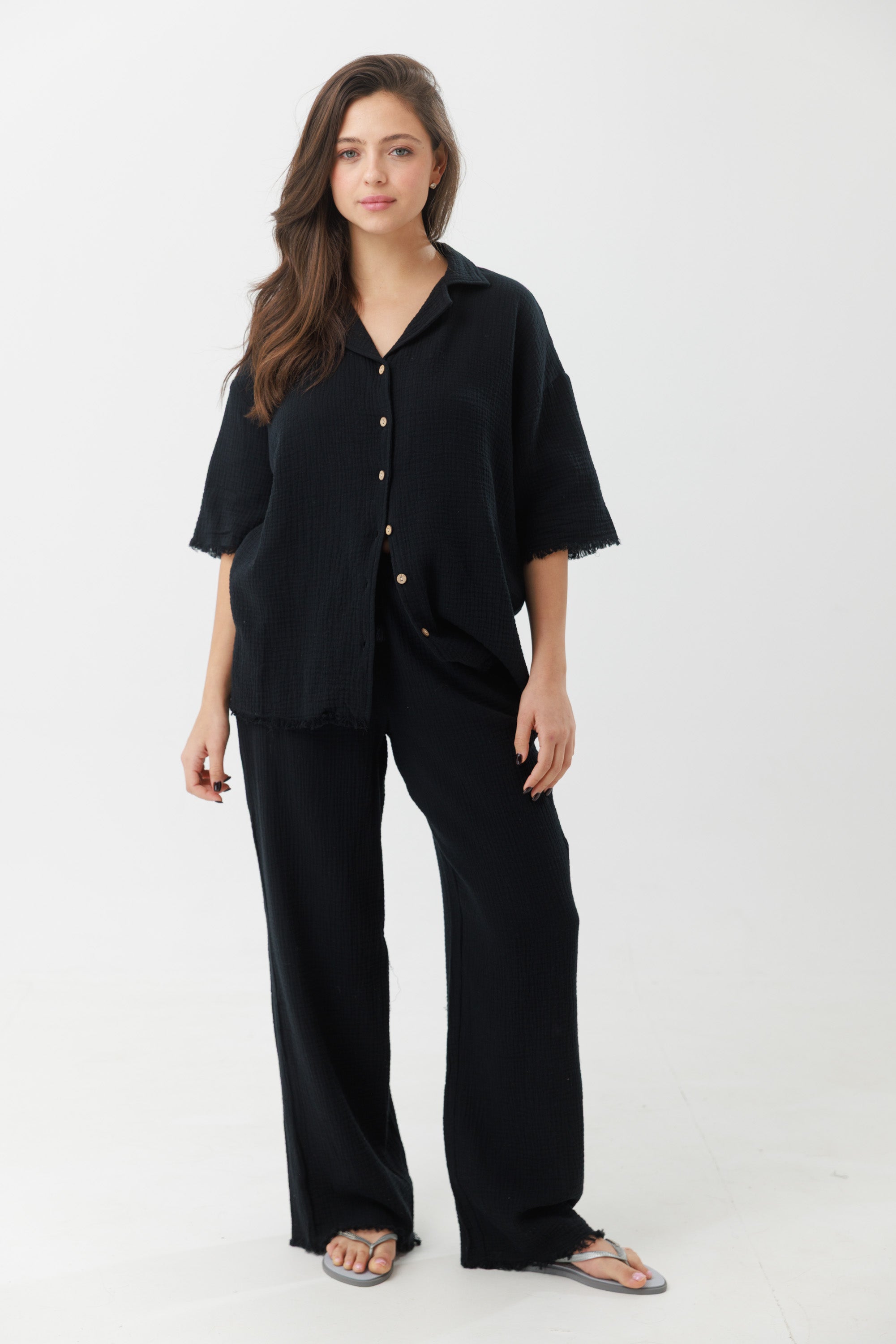 חליפת פנאי טטרה מכופתרת 100% כותנה