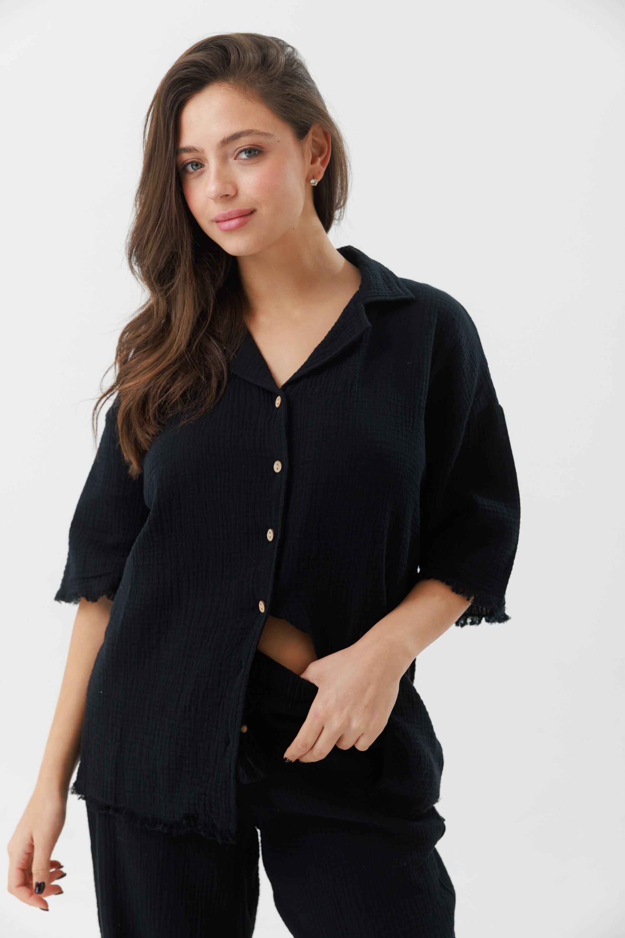 חליפת פנאי טטרה מכופתרת 100% כותנה