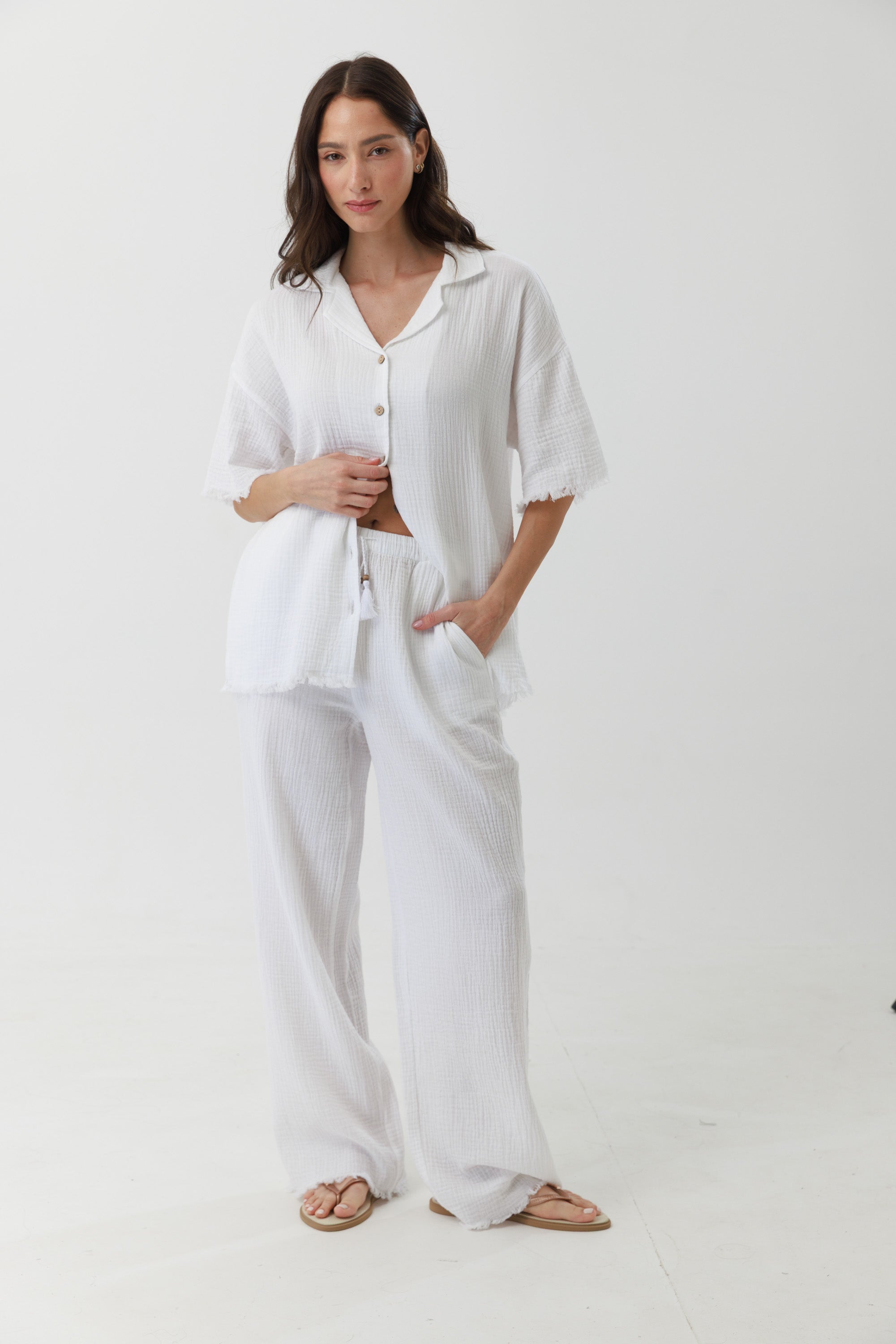 חליפת פנאי טטרה מכופתרת 100% כותנה