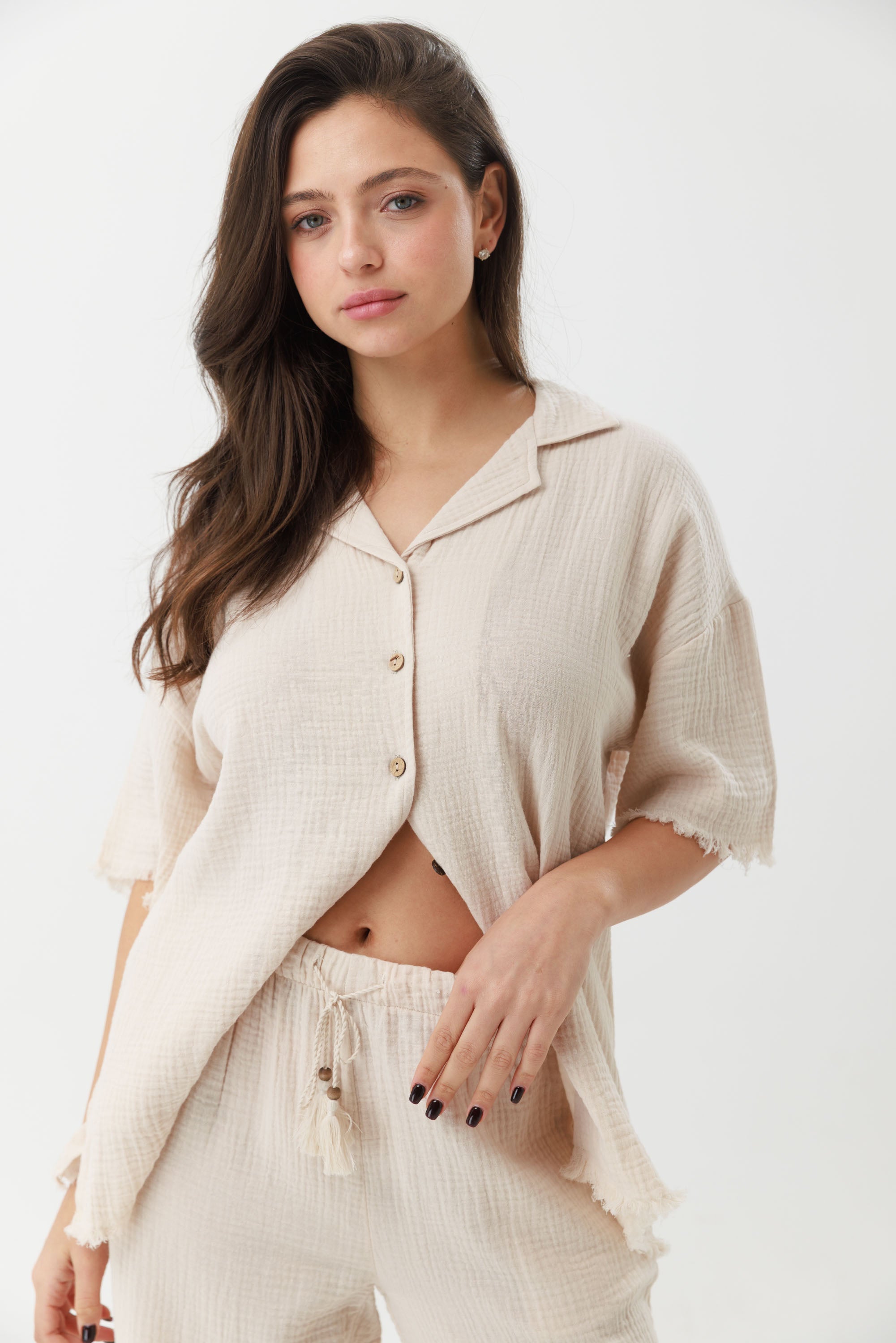 חליפת פנאי טטרה מכופתרת 100% כותנה