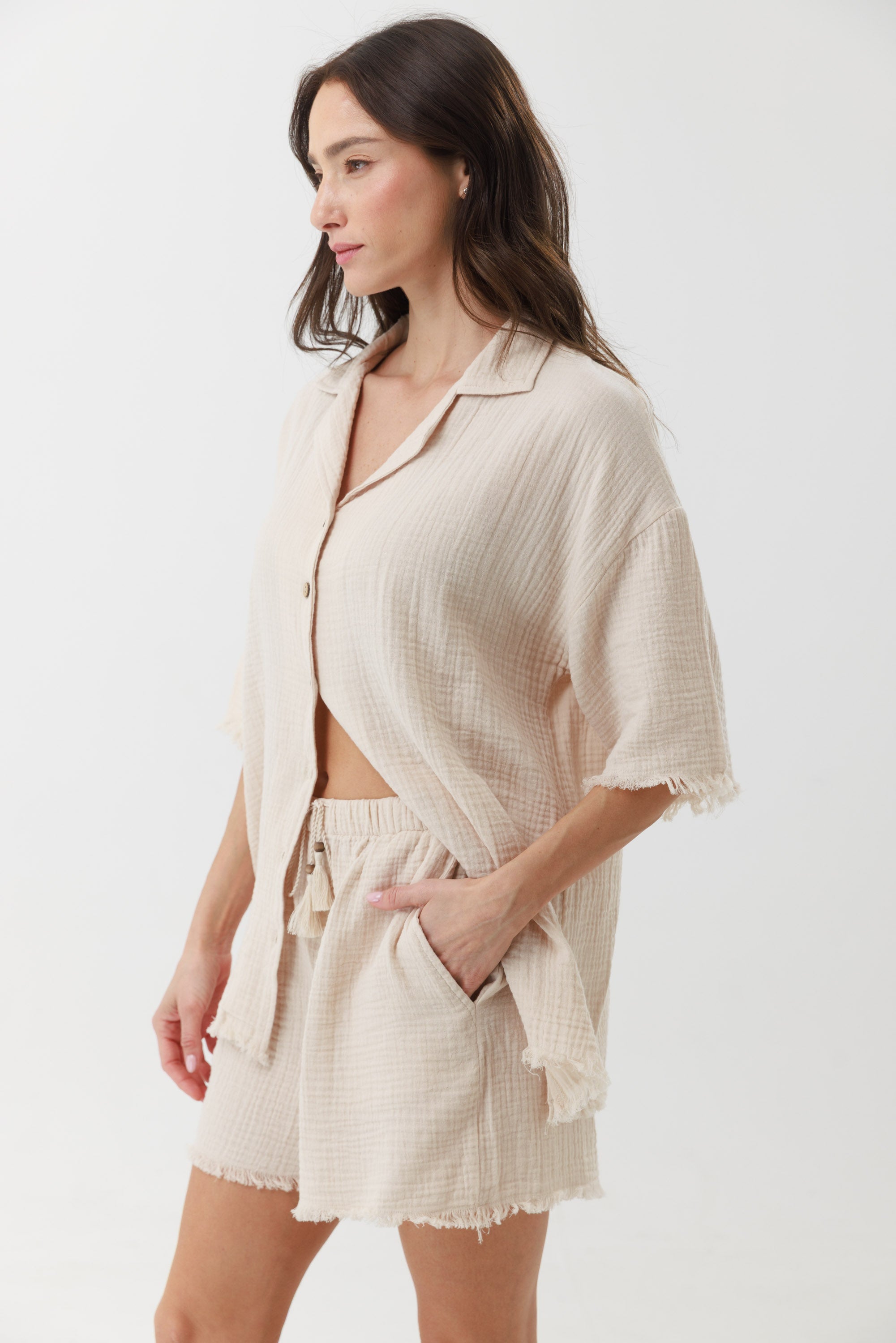 חליפת פנאי טטרה מכופתרת 100% כותנה