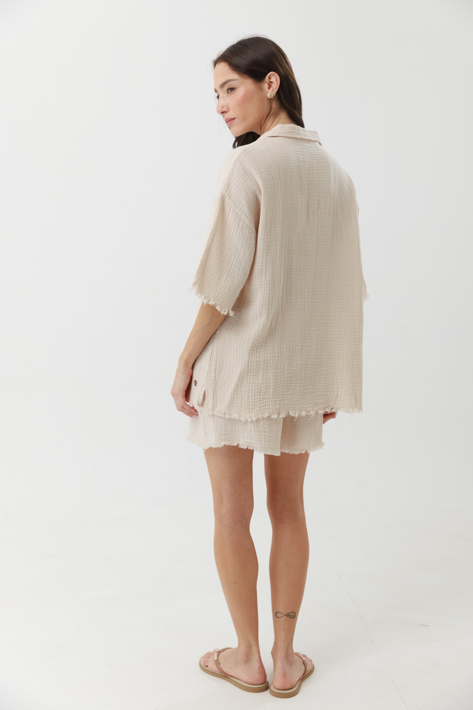 חליפת פנאי טטרה מכופתרת 100% כותנה