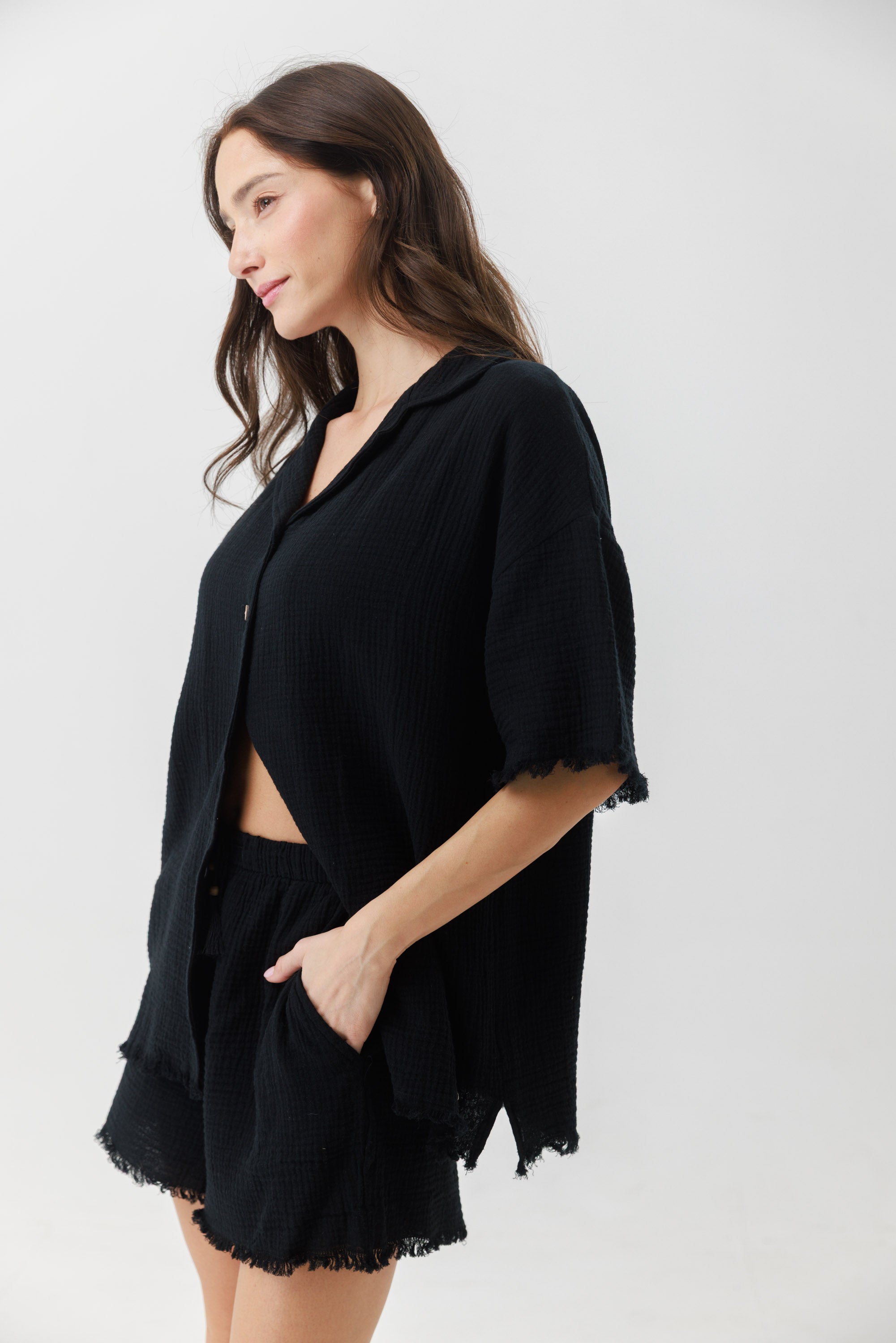 חליפת פנאי טטרה מכופתרת 100% כותנה