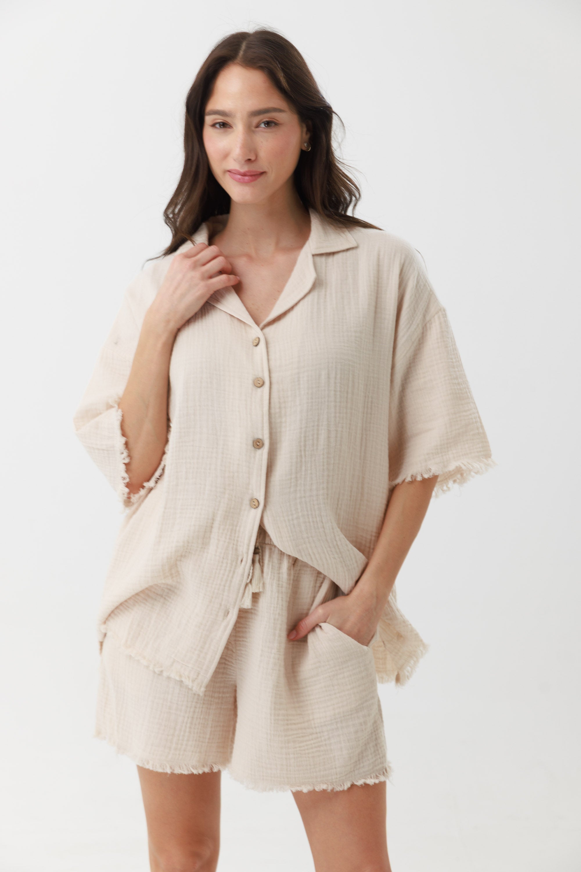 חליפת פנאי טטרה מכופתרת 100% כותנה