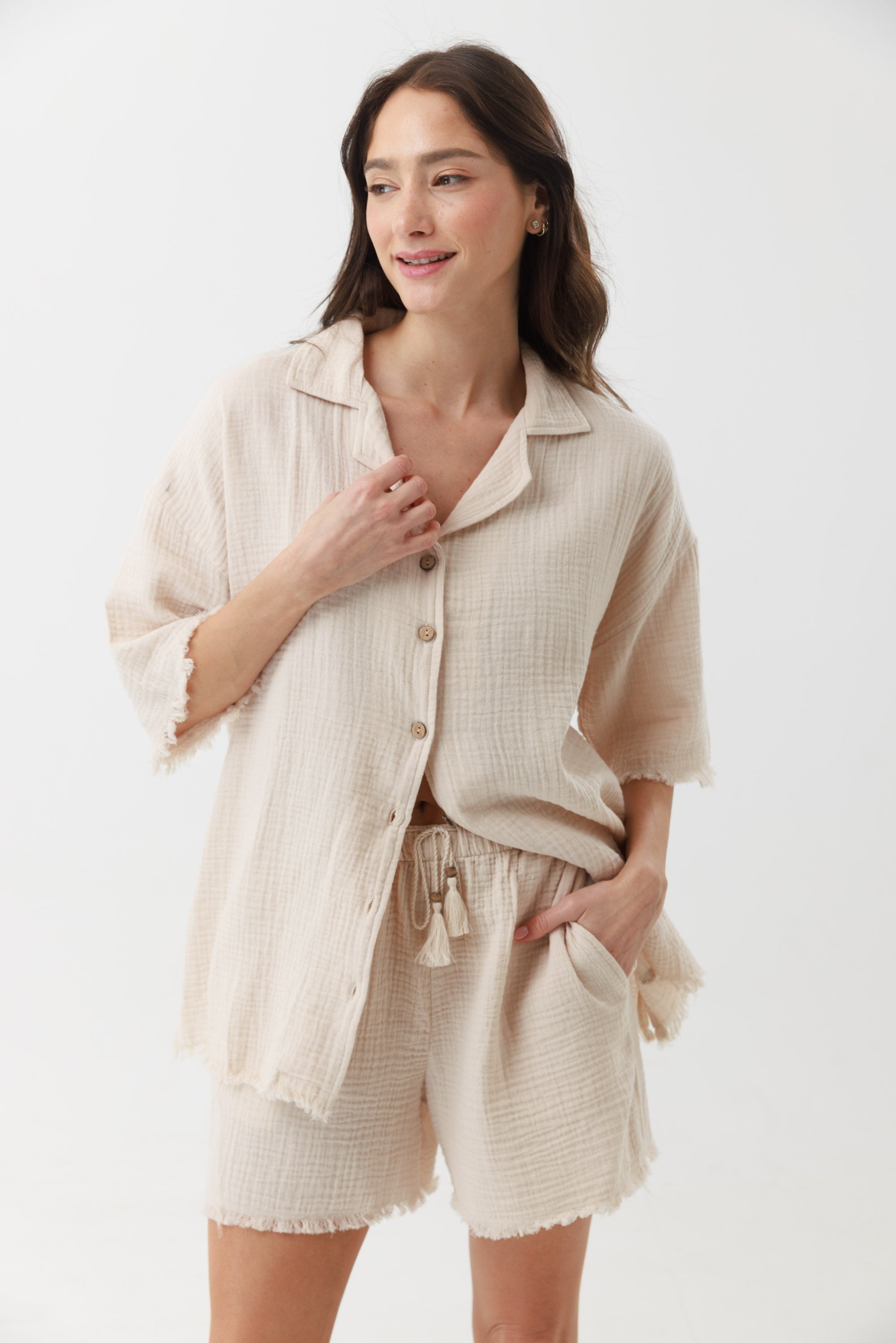 חליפת פנאי טטרה מכופתרת 100% כותנה