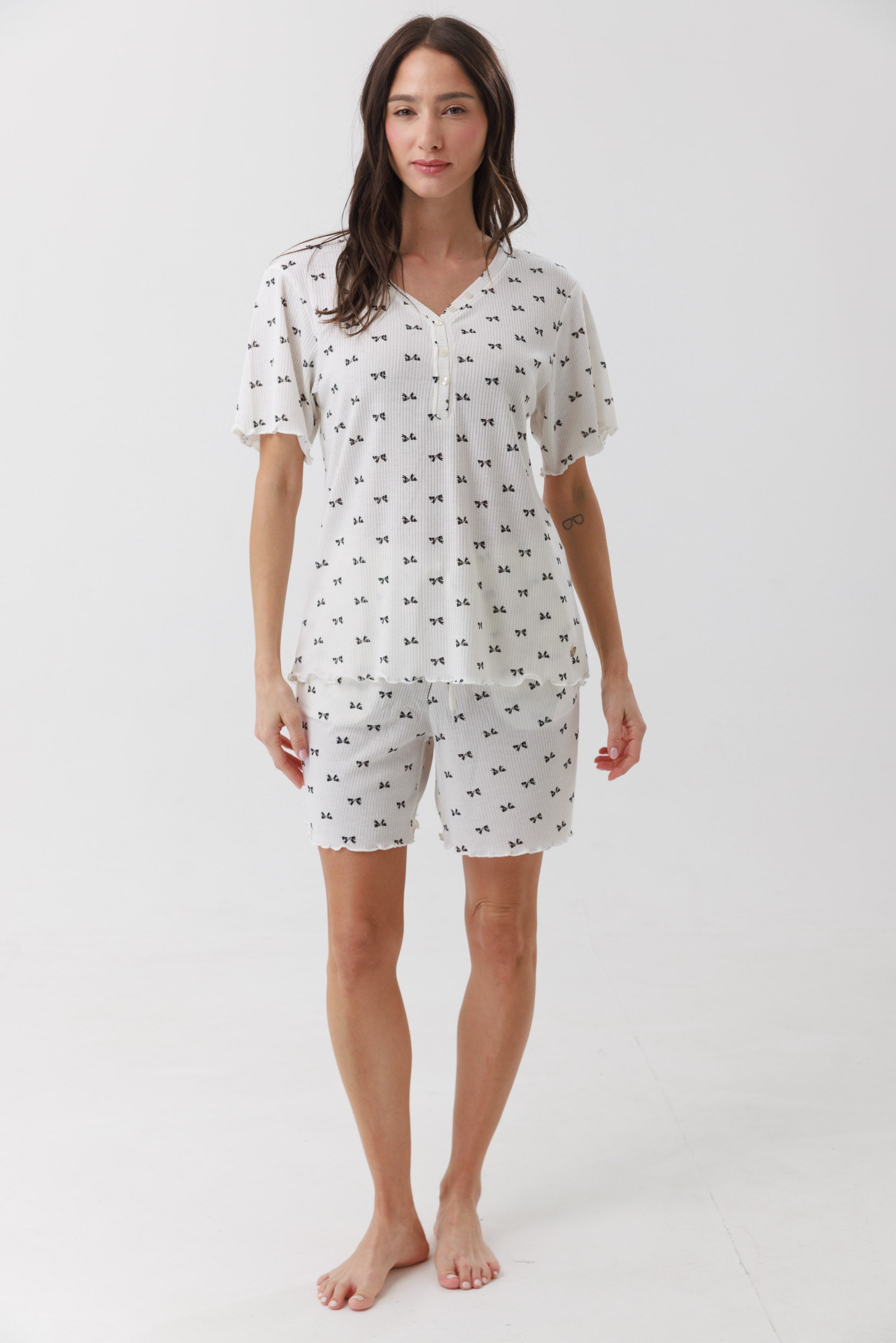 סט פיג'מה מכנס קצר ריב