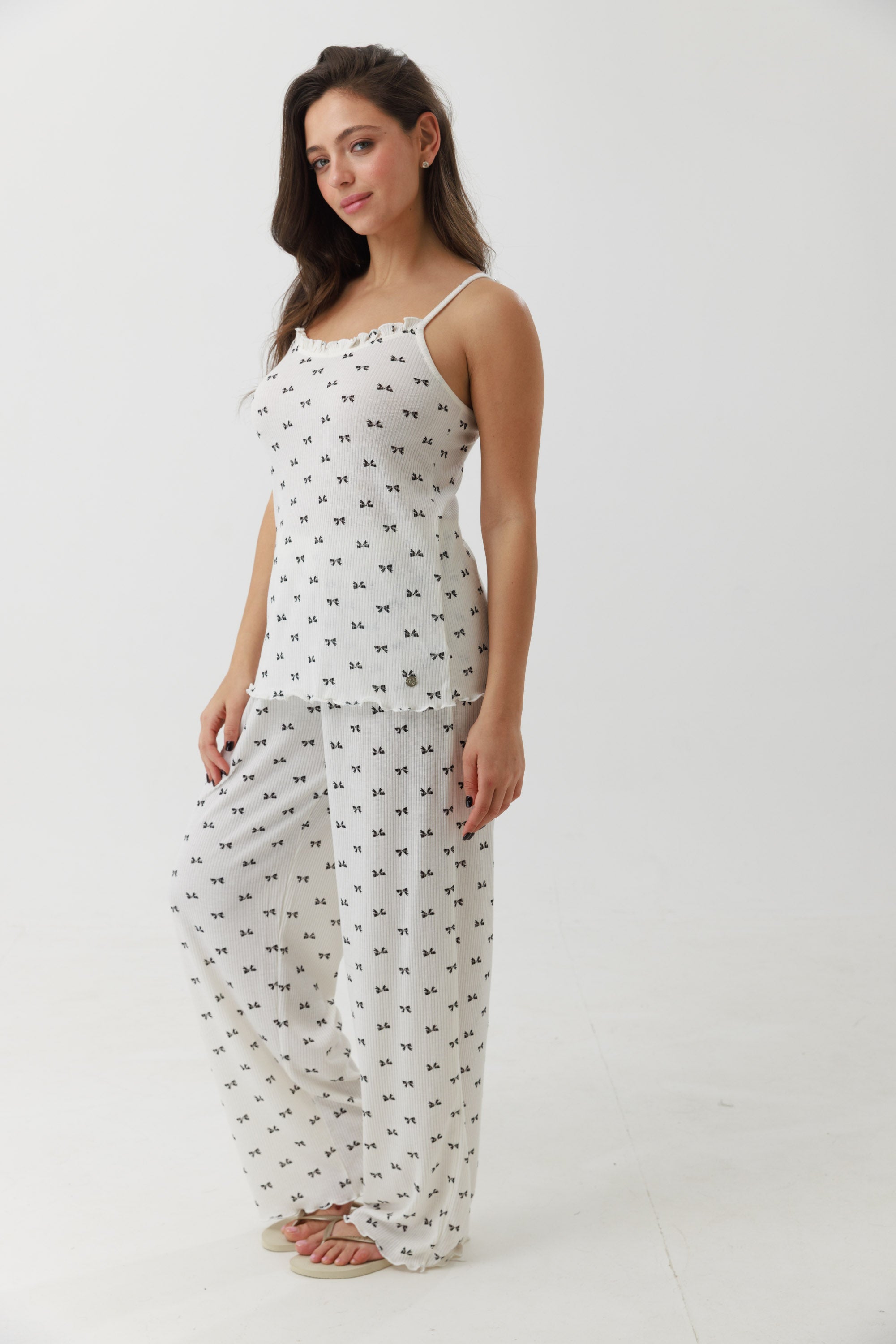 סט פיג'מה גופיה מכנס ארוך ריב