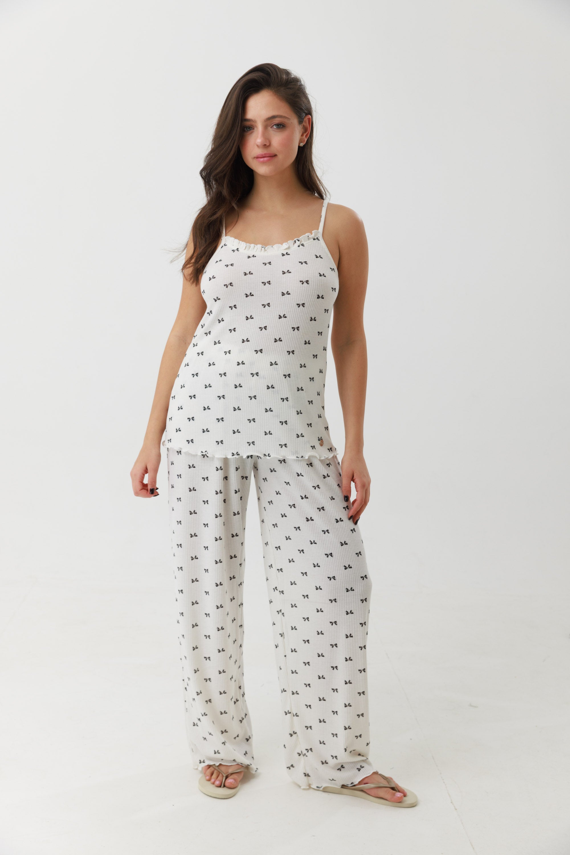 סט פיג'מה גופיה מכנס ארוך ריב