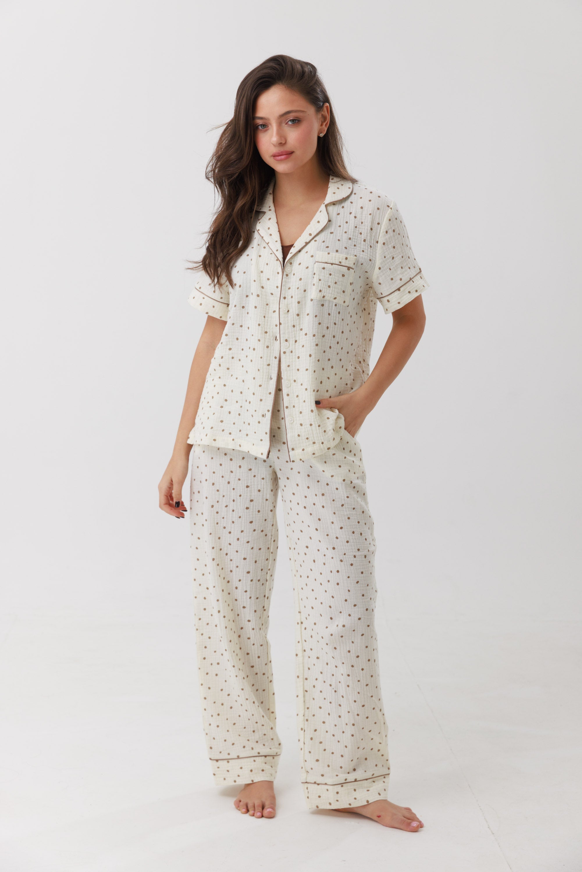 חליפת פנאי טטרה מכופתרת 100% כותנה