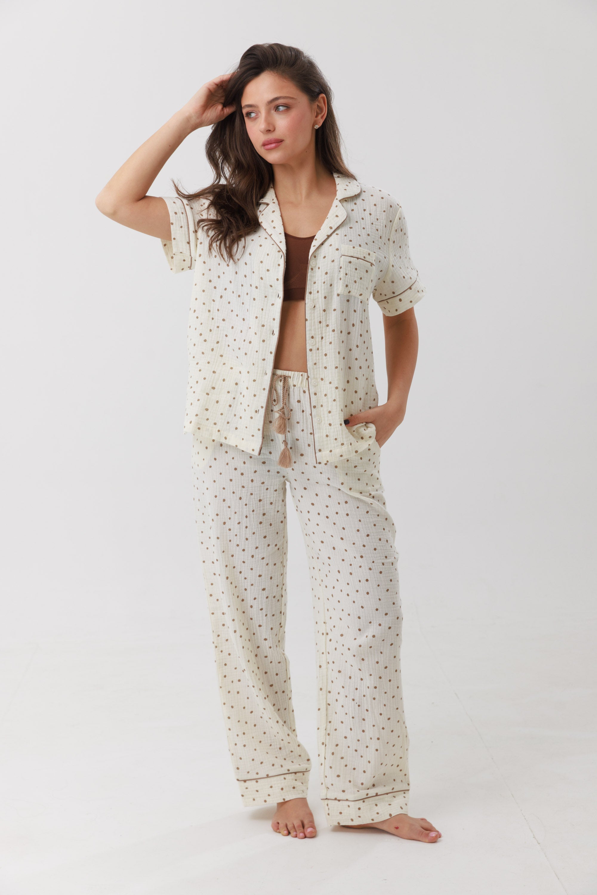 חליפת פנאי טטרה מכופתרת 100% כותנה