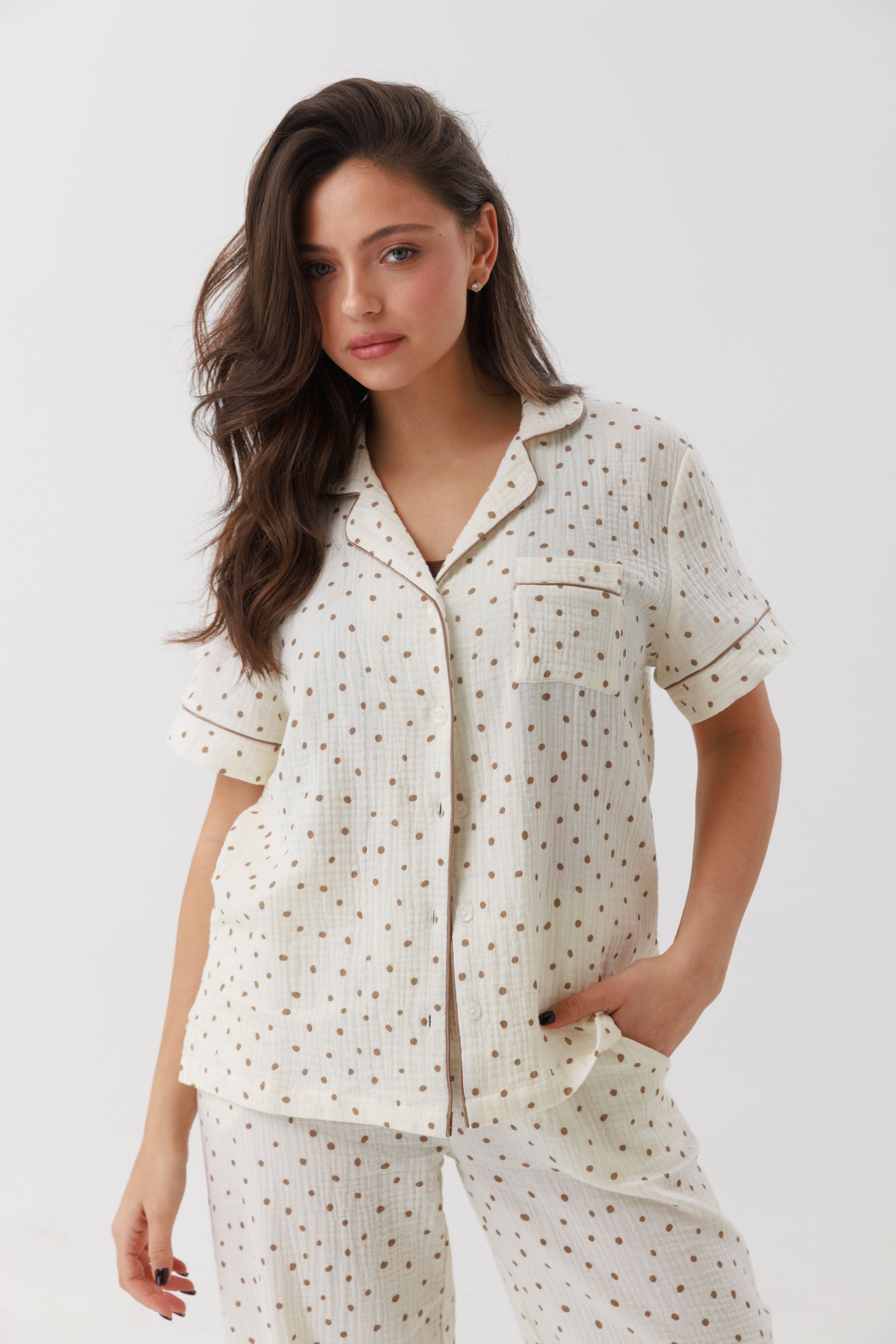 חליפת פנאי טטרה מכופתרת 100% כותנה