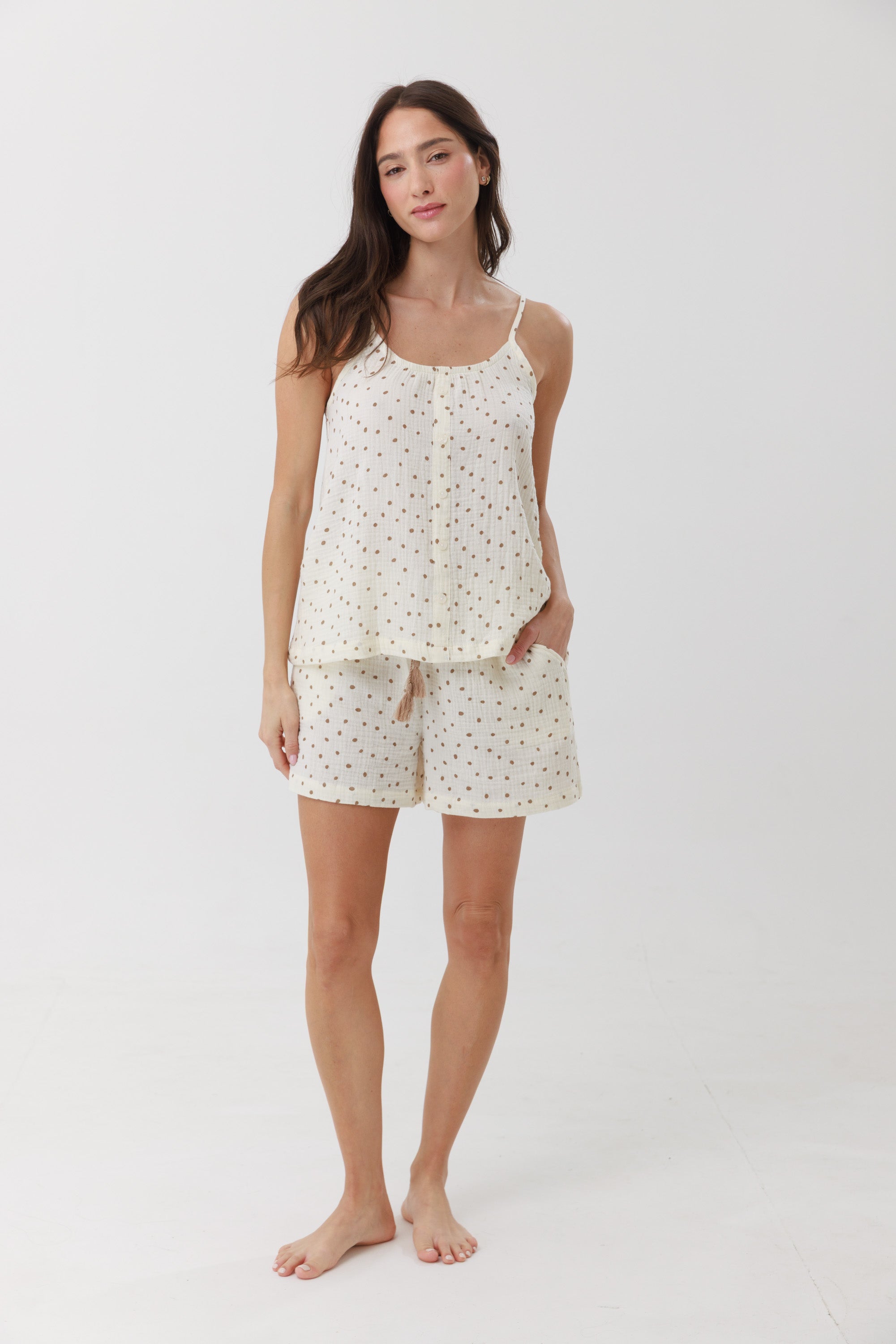 פיג'מה טטרה גופיה מכנס קצר 100% כותנה