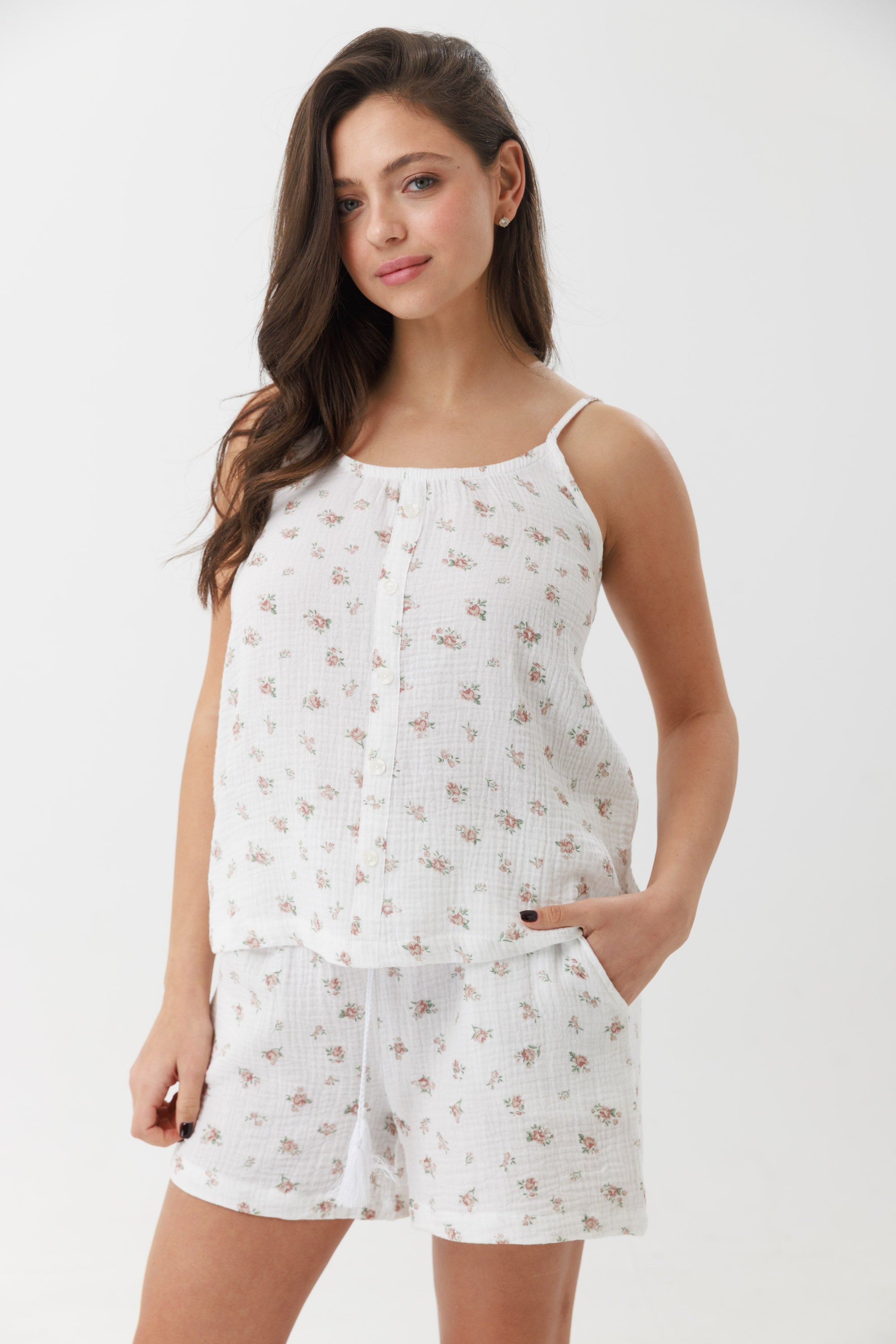 פיג'מה טטרה גופיה מכנס קצר 100% כותנה