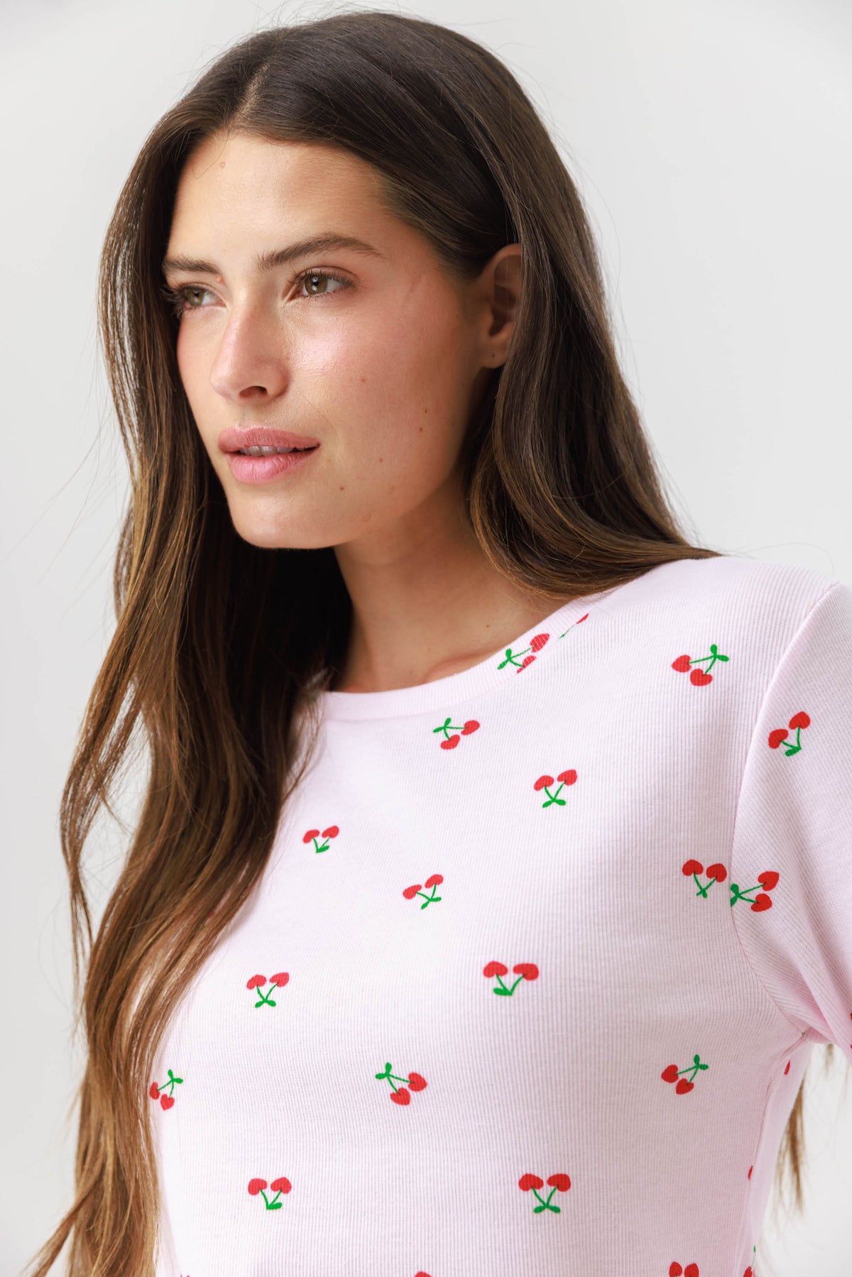סט פיג'מה בייסיק ריב - ורוד
