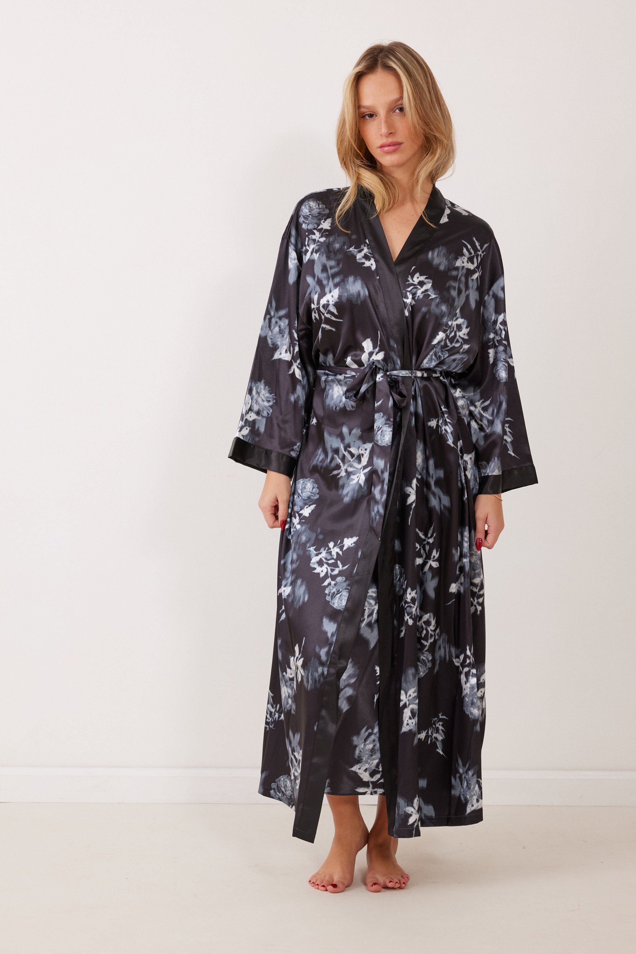 חלוק סאטן מקסי מודפס