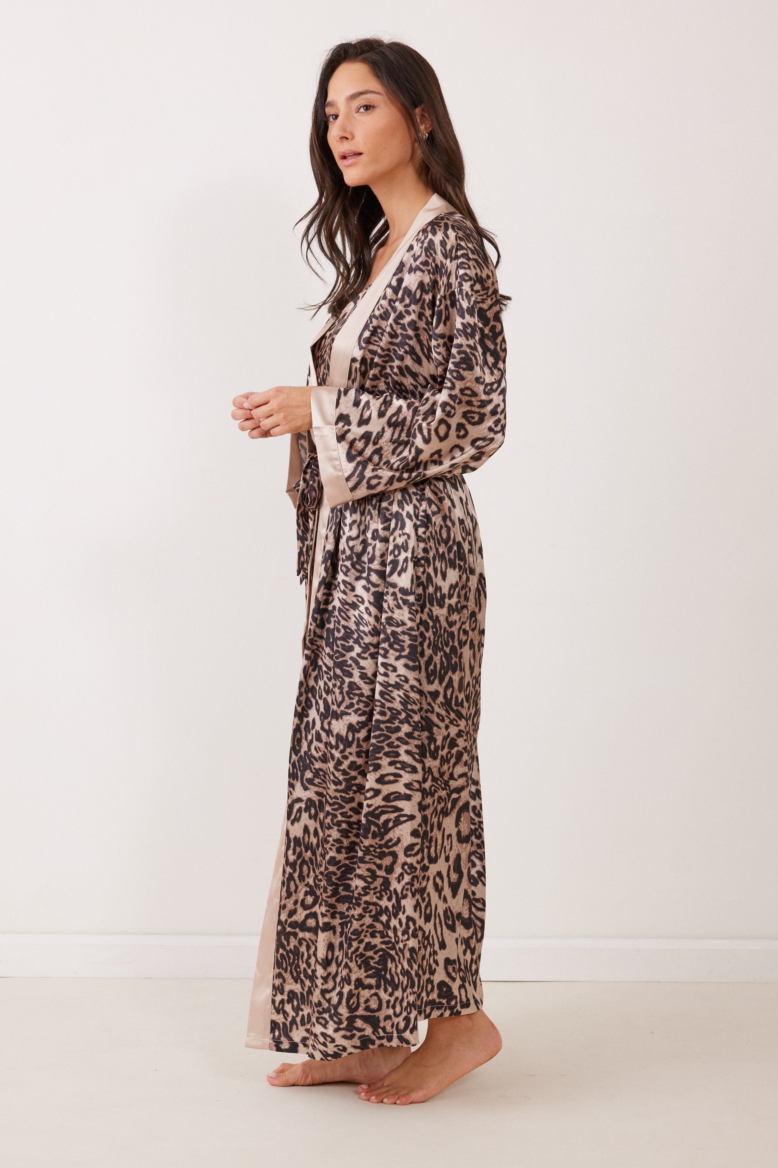 חלוק סאטן מקסי מודפס