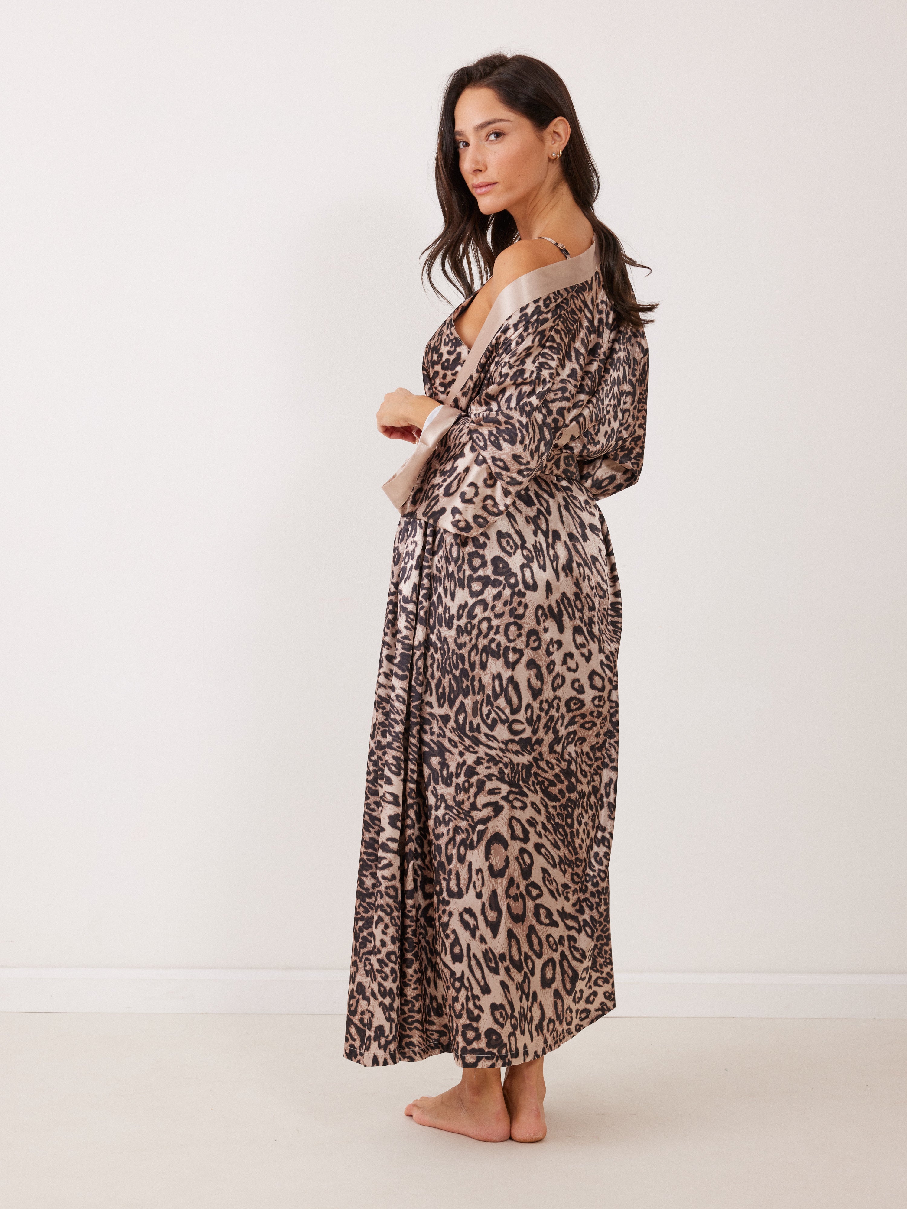 חלוק סאטן מקסי מודפס