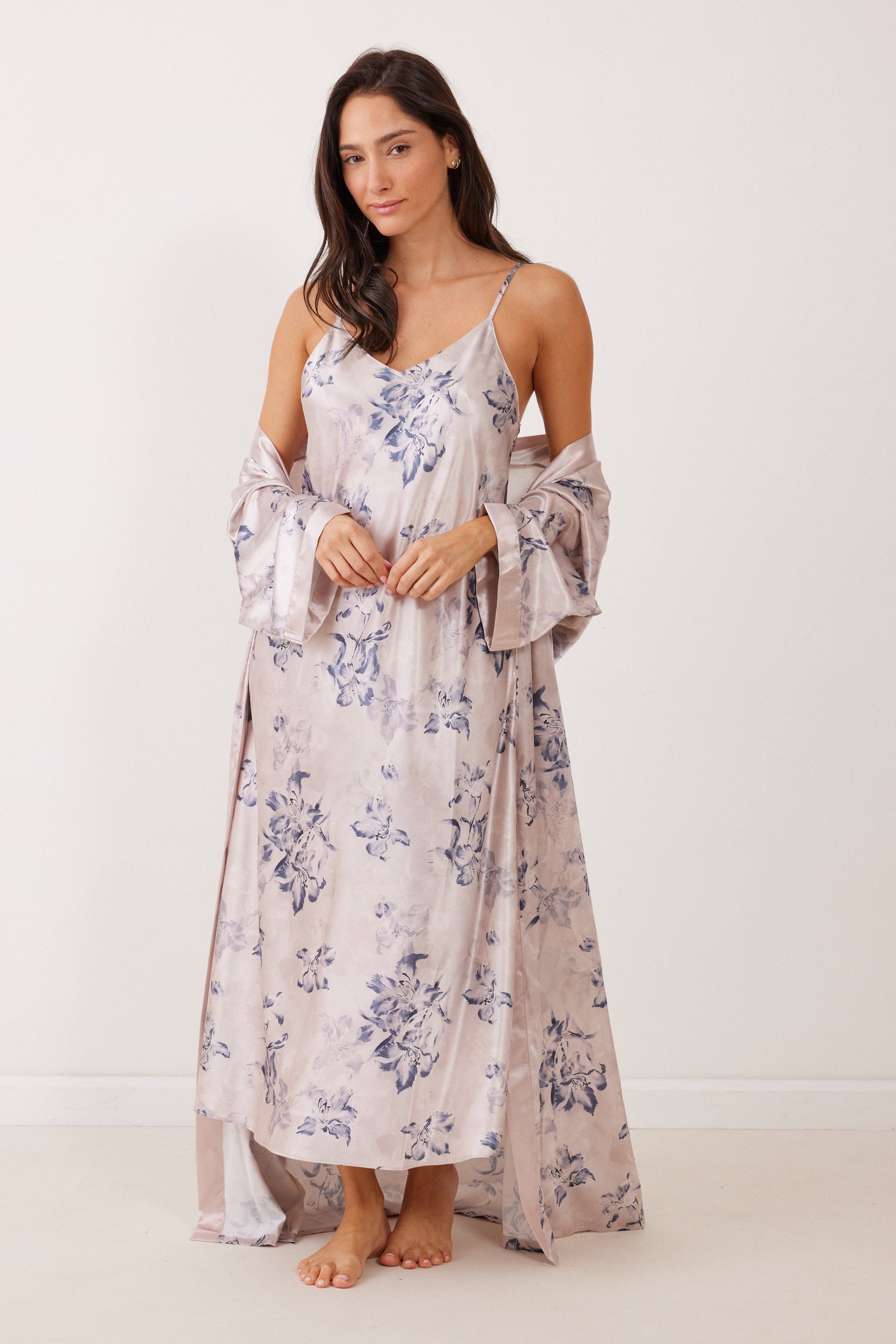 כותנת סאטן מקסי מודפס