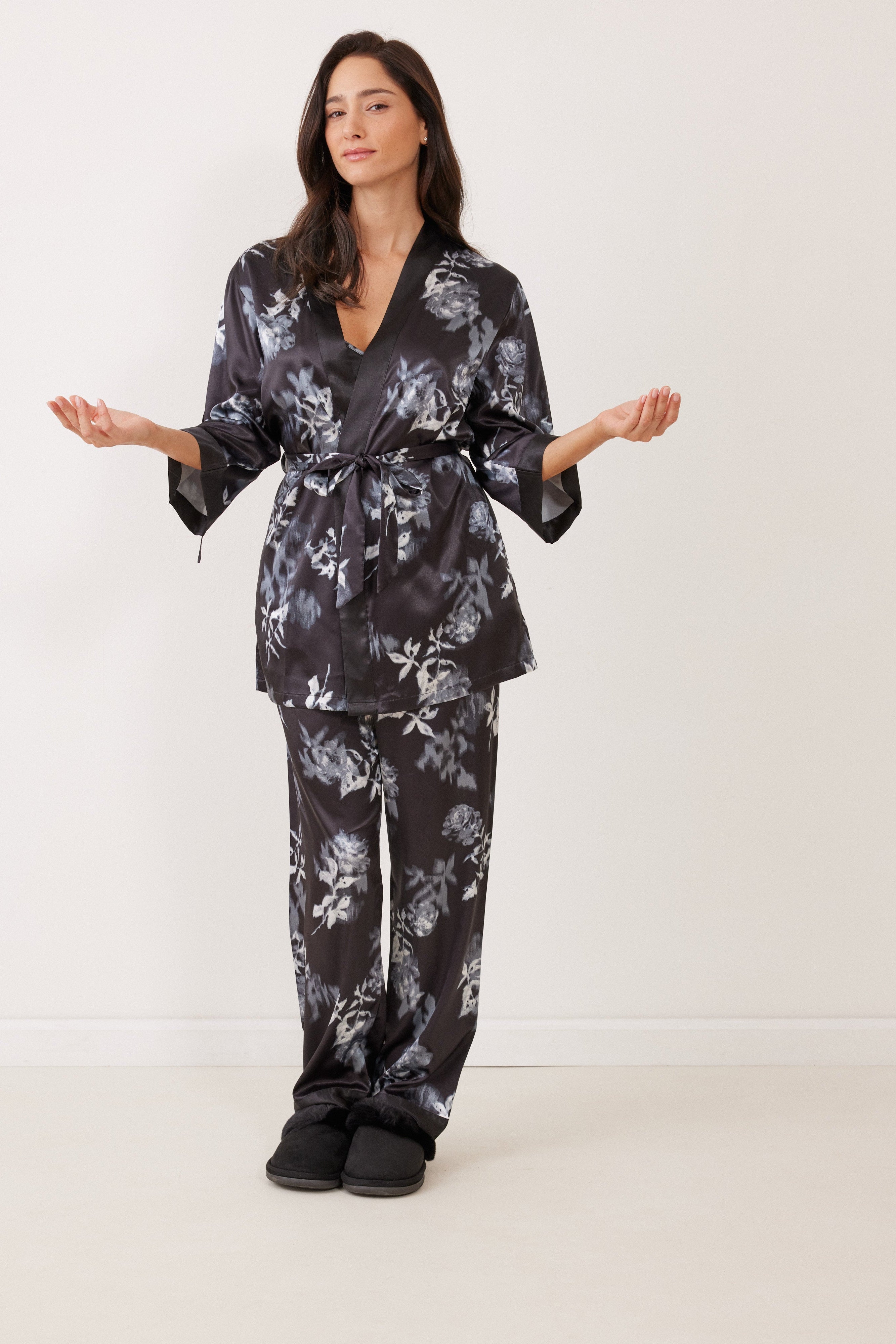 חליפת קימנו  סאטן 3 חלקים מודפס