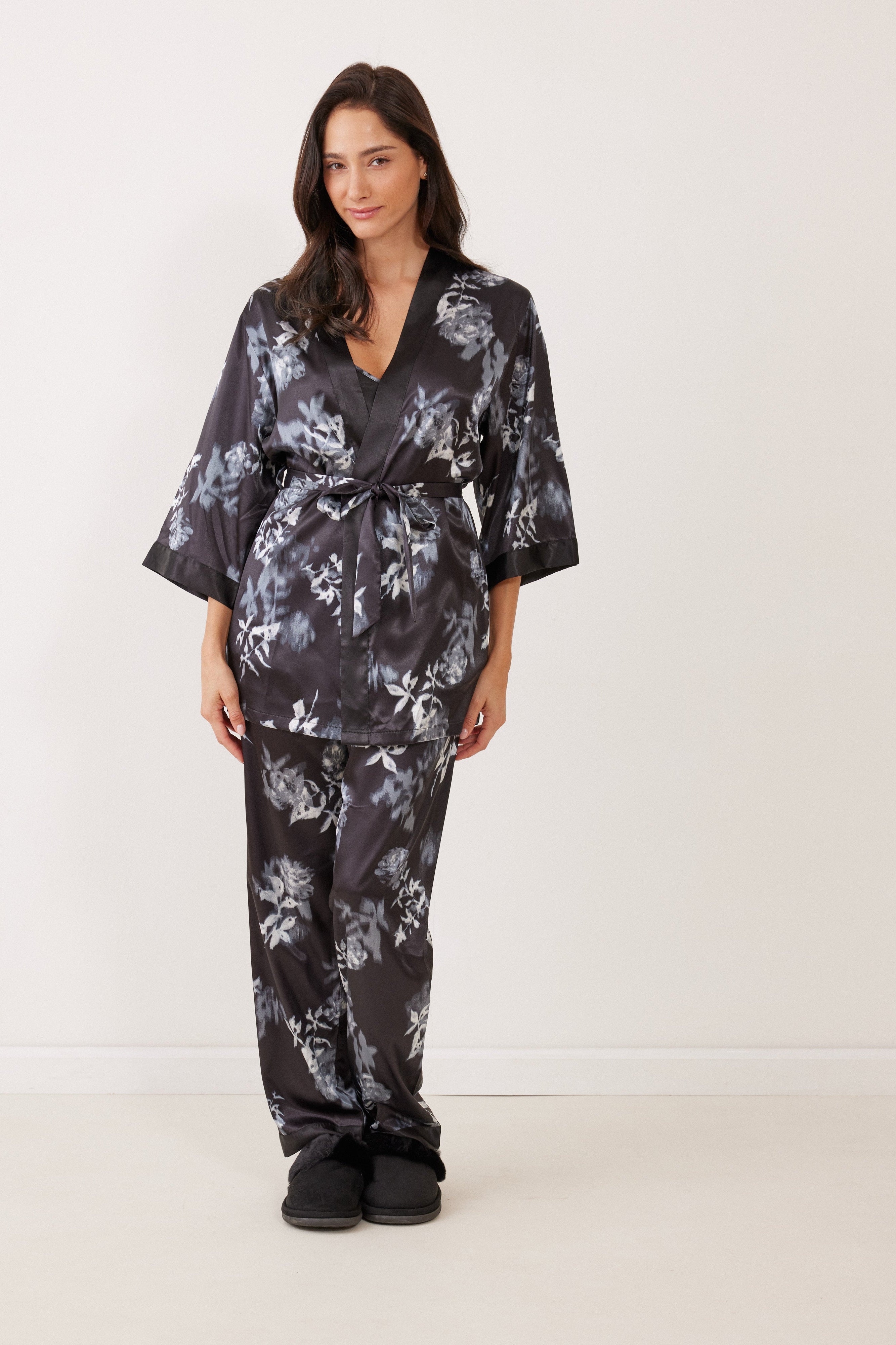 חליפת קימנו  סאטן 3 חלקים מודפס