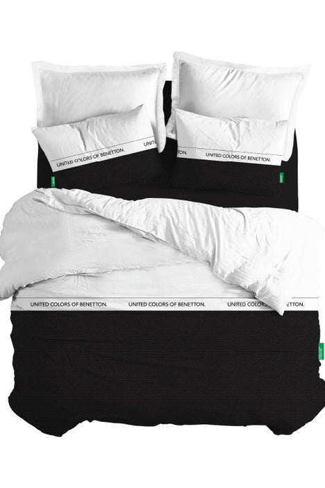 סט מיטה זוגית 160/200 סמ  פס לוגו - שחור Benetton