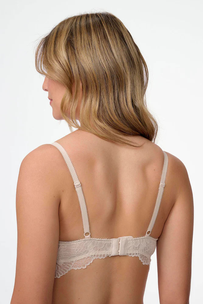 ברלט תחרה עם ברזלים ללא ריפוד במראה חזייה - בז