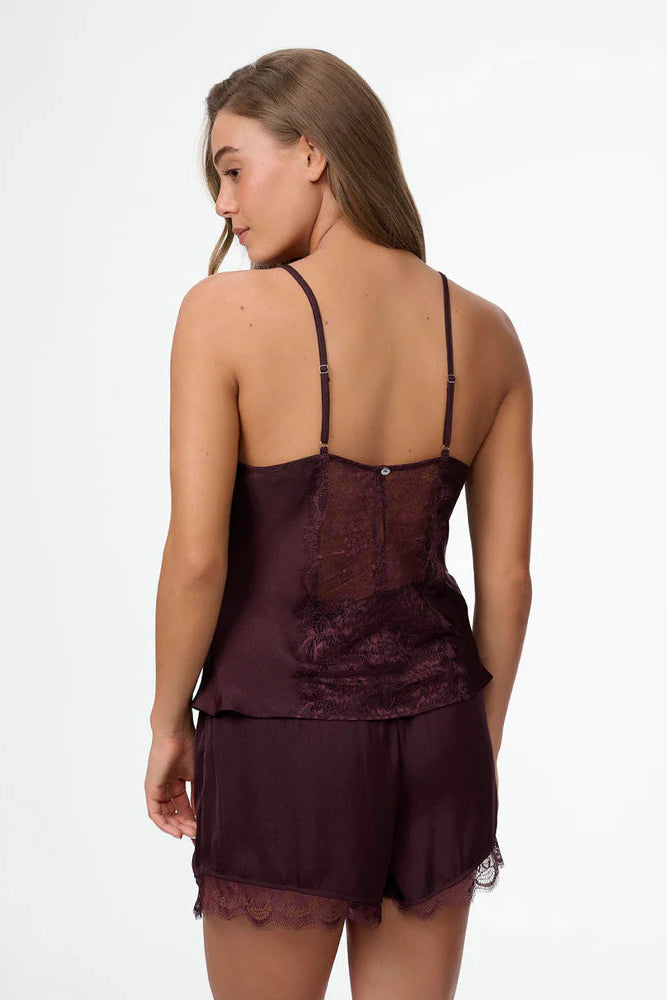 סט בייבי דול סאטן במראה מקומט - חציל