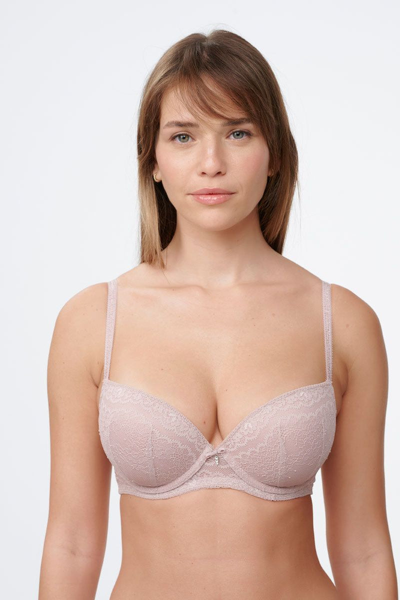 חזיית פוש אפ מרופדת עם ברזלים מתחרת פרחים