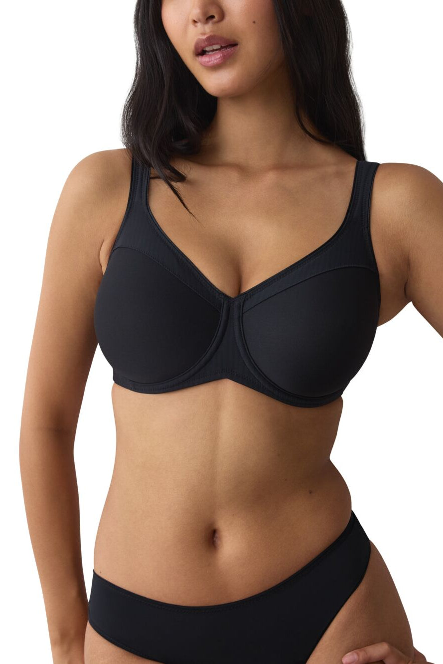 Modern Soft+Cotton W01 - חזיית מינימייזר ללא ריפוד שחור