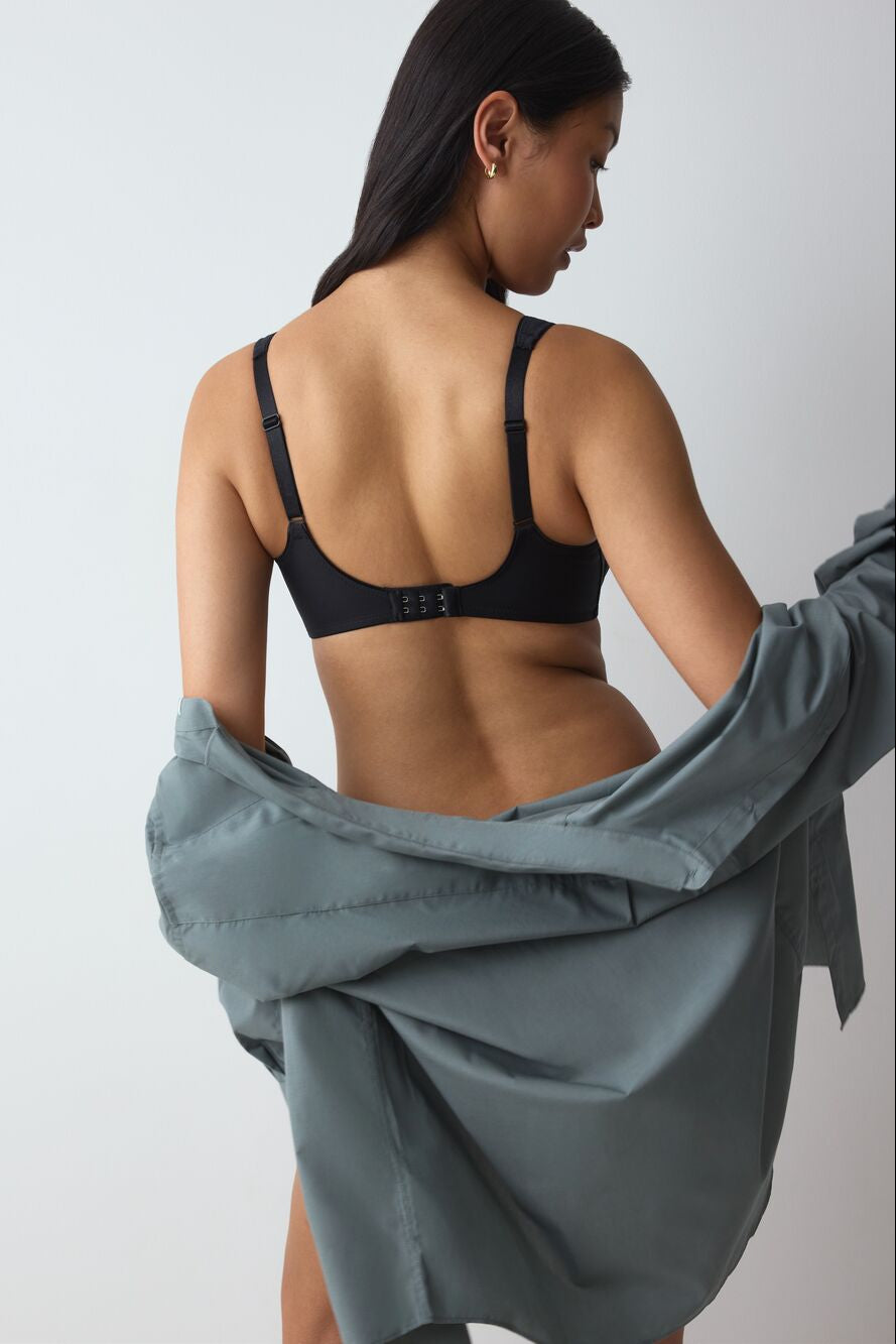 Modern Soft+Cotton W01 - חזיית מינימייזר ללא ריפוד שחור